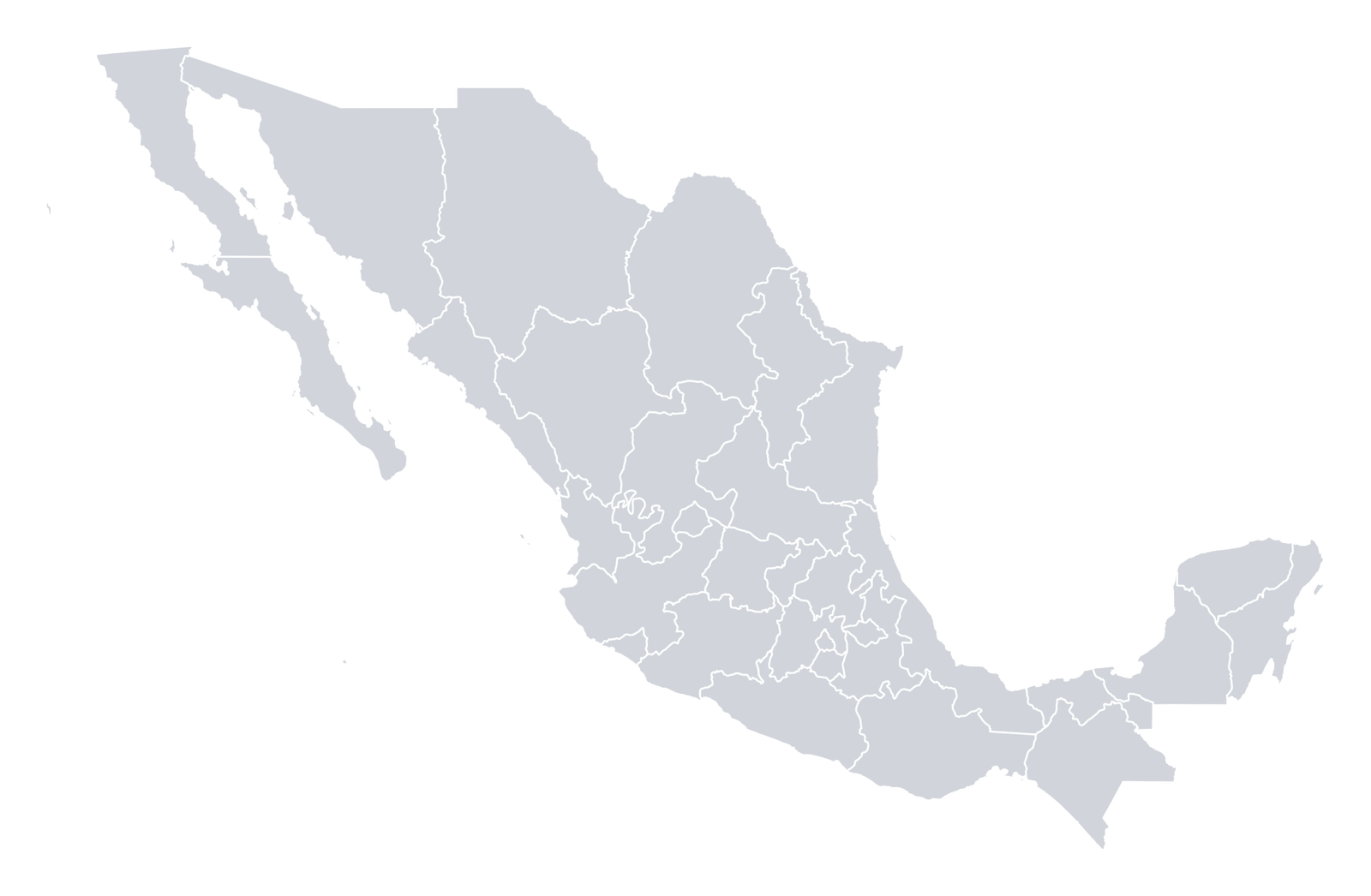Mapa de México con sus 32 entidades federativas