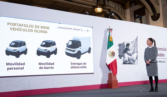 Presidenta Claudia Sheinbaum presenta Olinia, primera armadora mexicana de mini vehículos eléctricos desarrollados en México