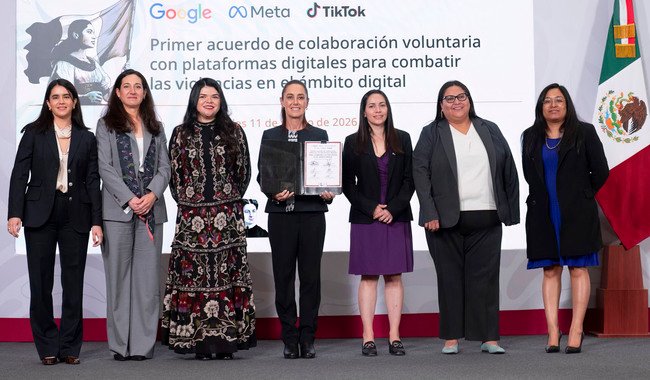 Gobierno de México firma acuerdo de colaboración voluntaria con Google, Meta y TikTok para combatir violencia digital contra las mujeres