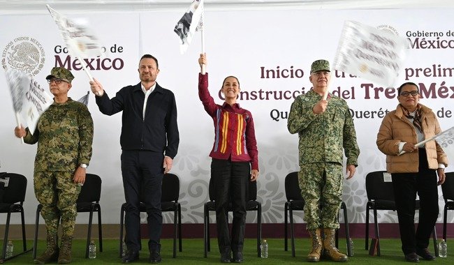 Presidenta Claudia Sheinbaum encabeza banderazo a trabajos preliminares del tren México – Querétaro